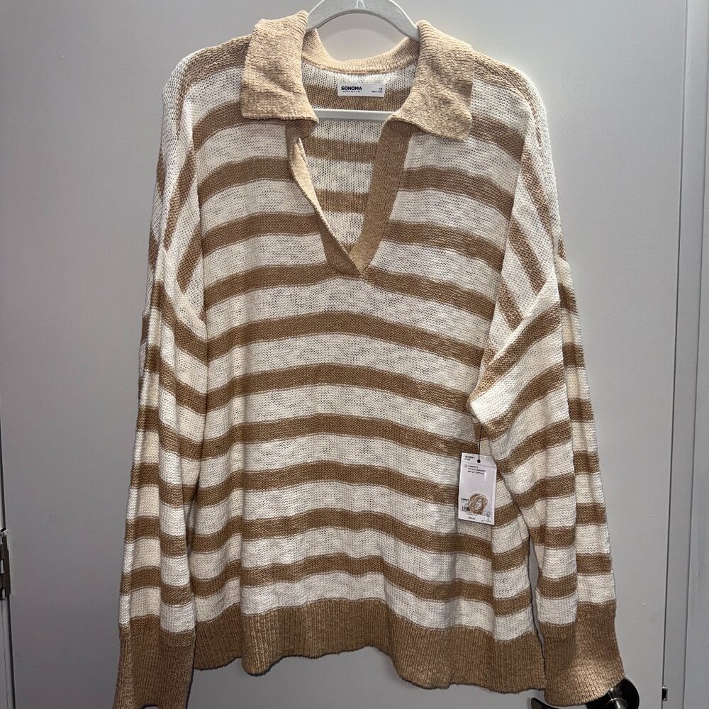 striped polo sweater